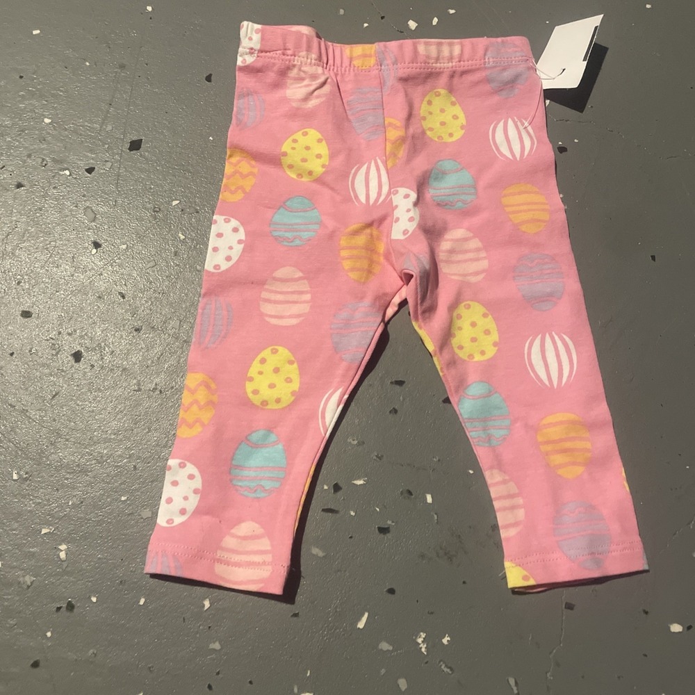 Girl's Toddler, Pink Leggings  with Colorful Easter Eggs, Size: 0-3‎ Months, NWT